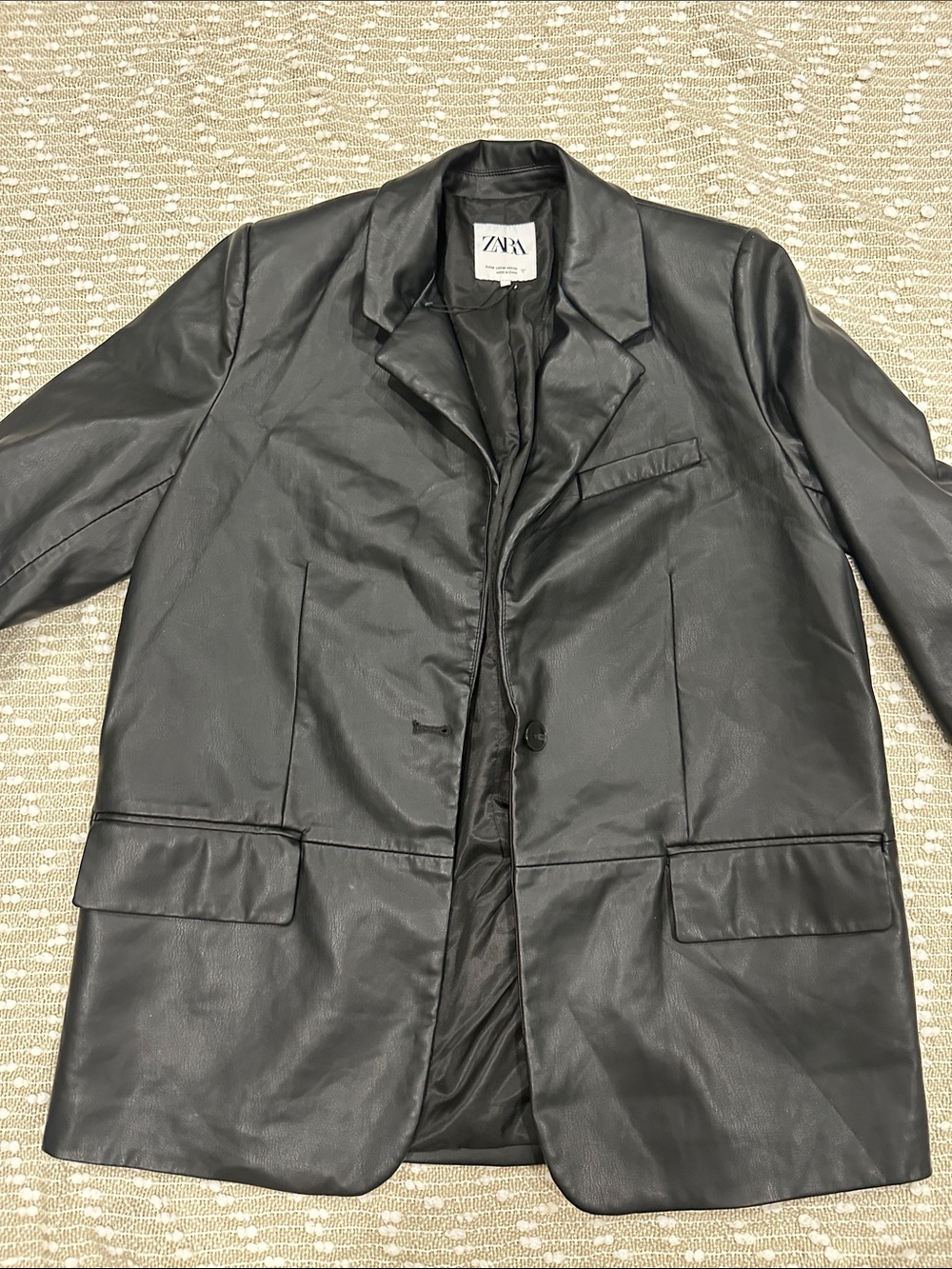 Zara Black Faux Leather Trench Coat